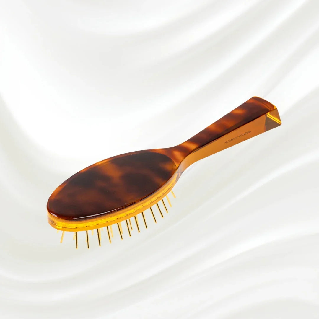 KOH-I-NOOR Jaspè Pneumatic Detangling Hair Brush - Gold Plated Metal Pins