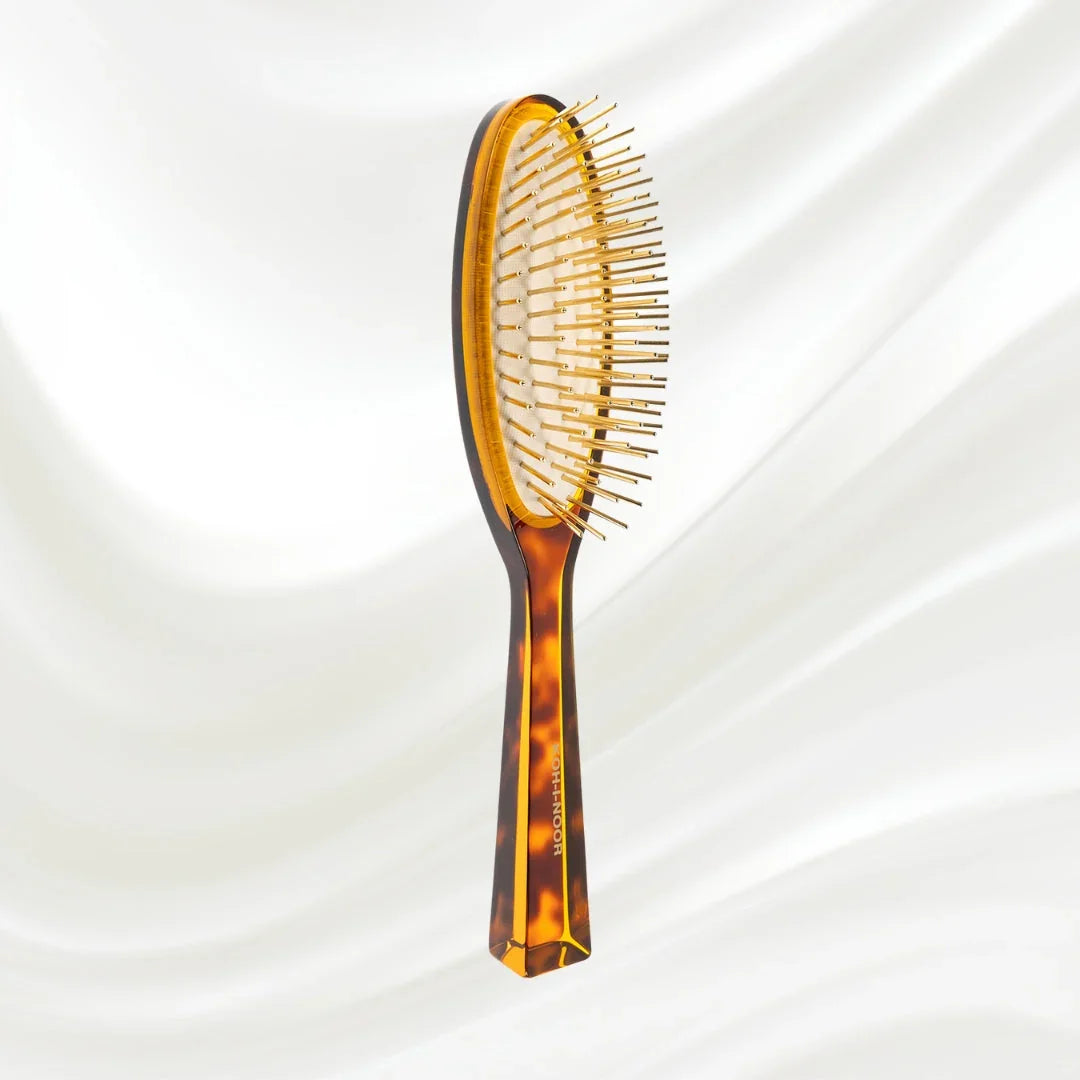 KOH-I-NOOR Jaspè Pneumatic Detangling Hair Brush - Gold Plated Metal Pins