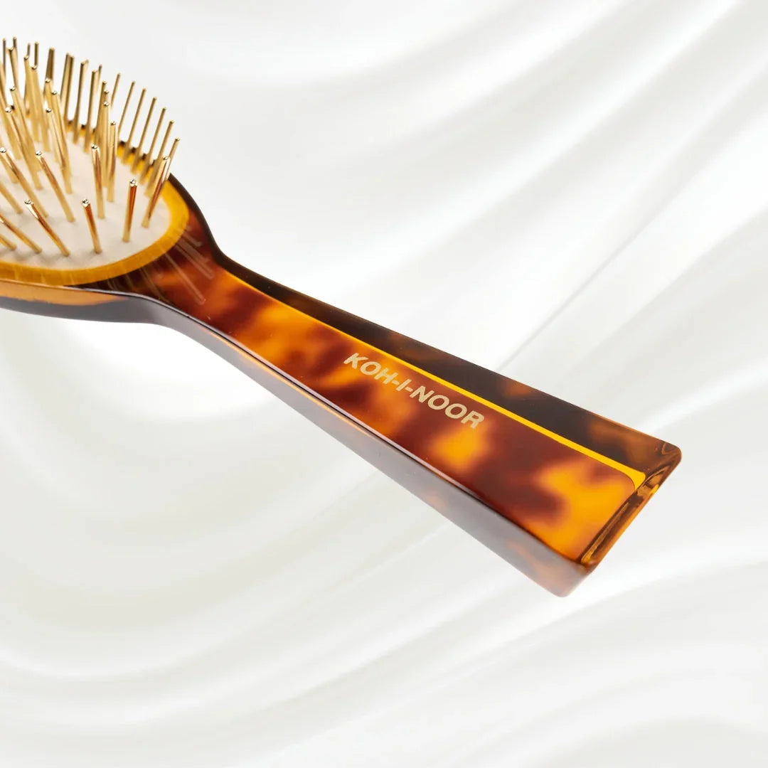 KOH-I-NOOR Jaspè Pneumatic Detangling Hair Brush - Gold Plated Metal Pins