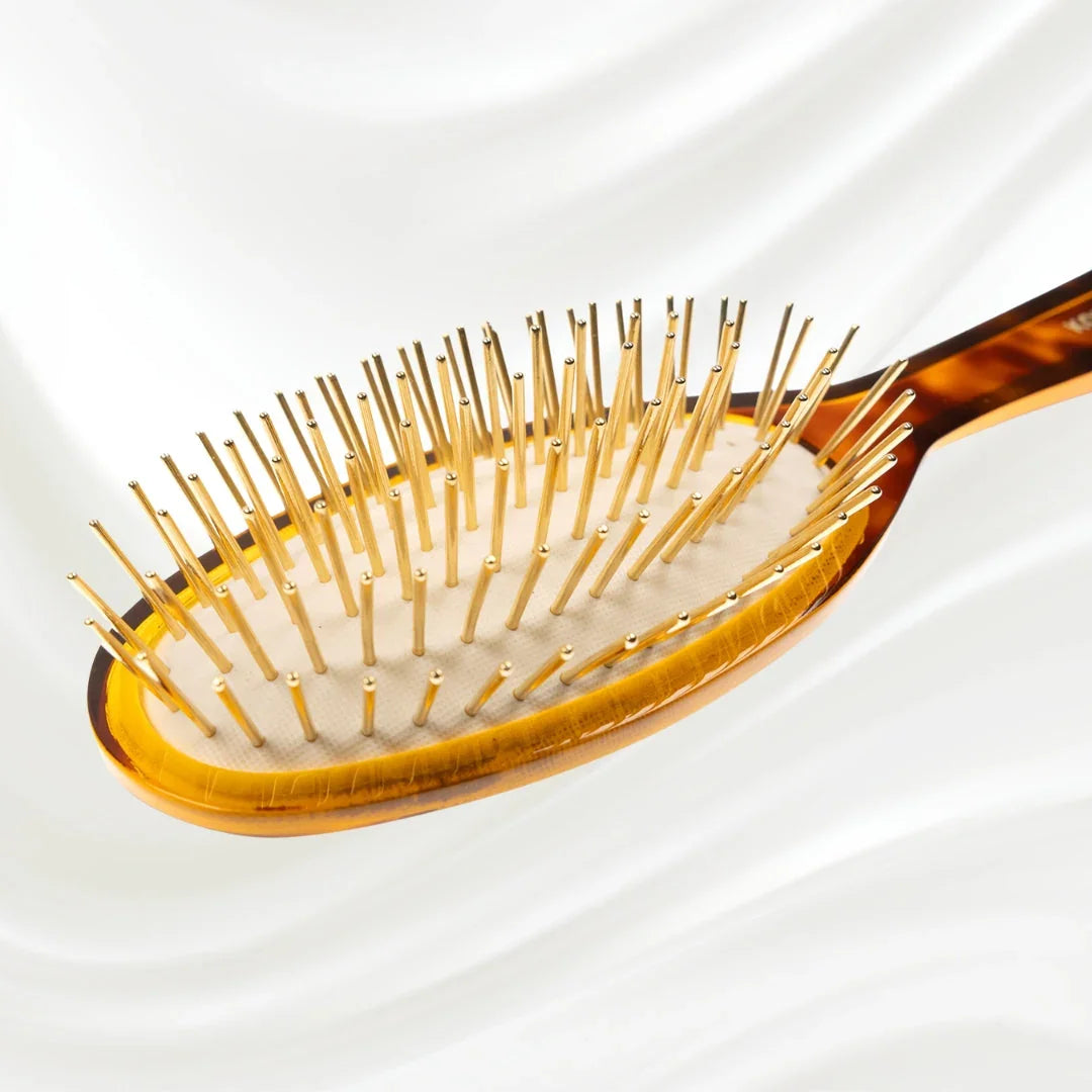 KOH-I-NOOR Jaspè Pneumatic Detangling Hair Brush - Gold Plated Metal Pins