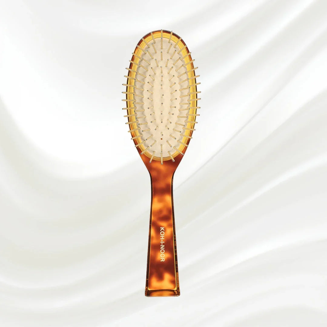 KOH-I-NOOR Jaspè Pneumatic Detangling Hair Brush - Gold Plated Metal Pins