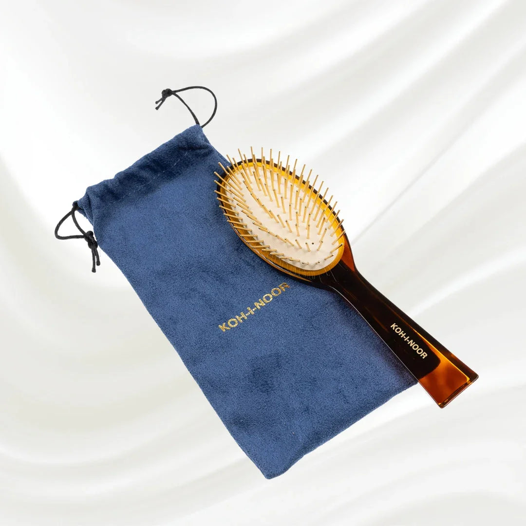 KOH-I-NOOR Luxury Pneumatic Hair Brush - Gold Pins & Cellulose Acetate in Classic Tortoiseshell