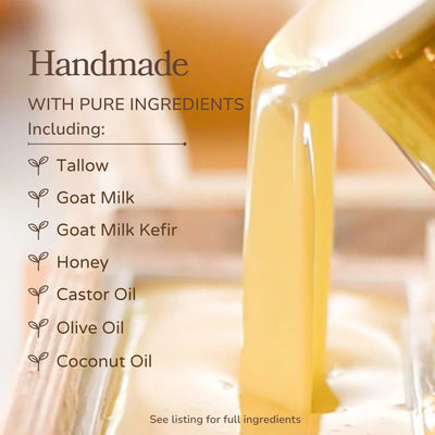 Pretty farm girl Milk + Honey Fragrance Free Handmade Tallow and Goat Milk Soap Bar - Image 4