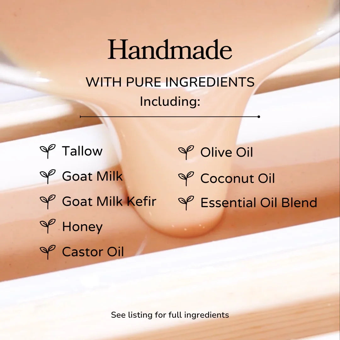 Pretty farm girl Wild Rose + Honey Handmade Tallow and Goat Milk Soap Bar