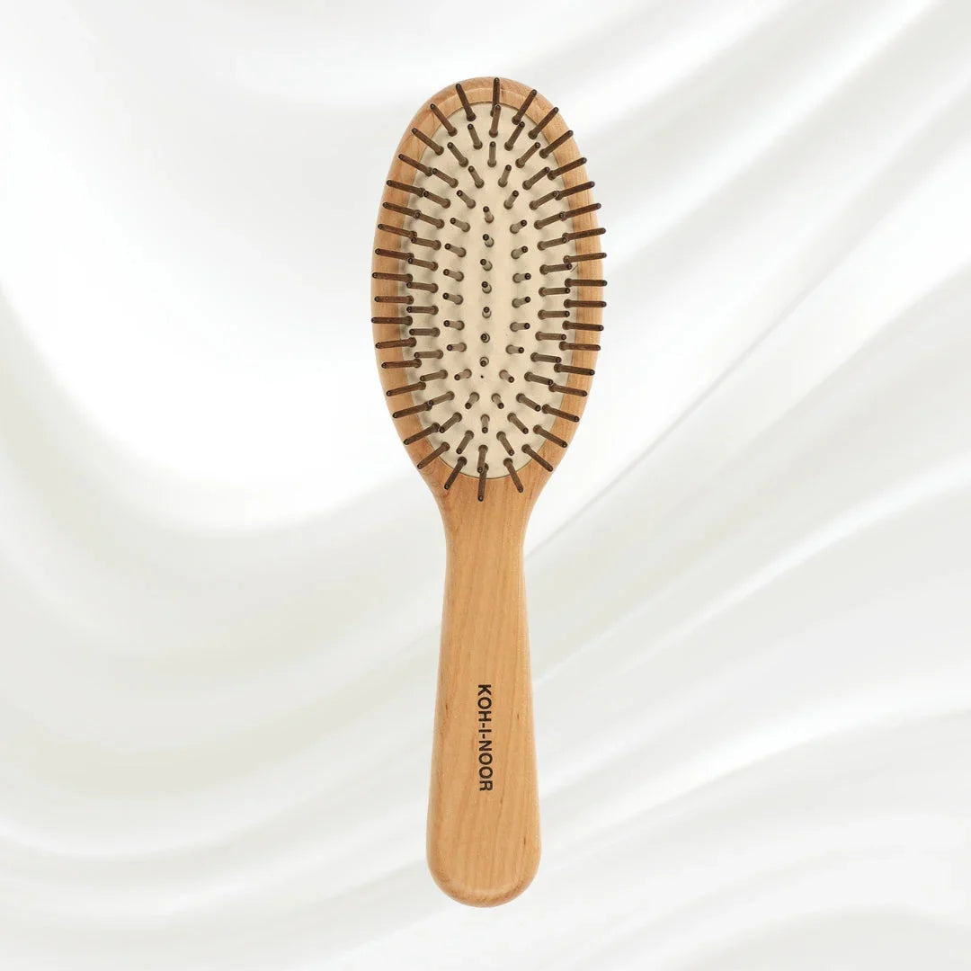 KOH-I-NOOR Legno Alder Wood Brush - Wood Pins for Anti-Static, Frizz-Free Hair