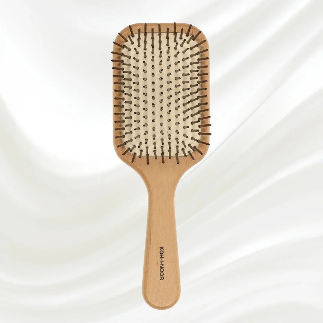 KOH-I-NOOR Legno Alder Wood Paddle Brush for Long Hair & Extensions