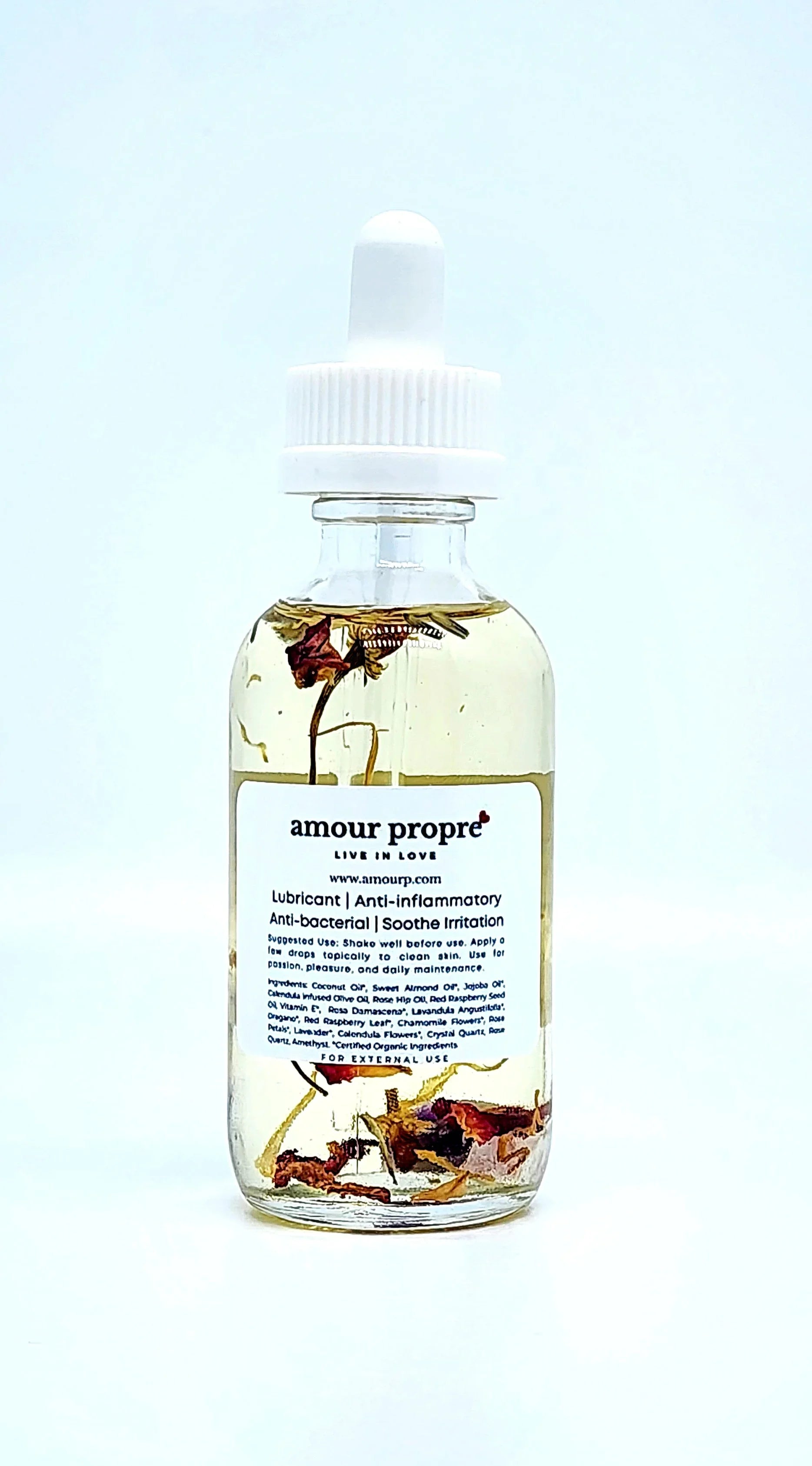 Amour Propre® Sweet Yoni: Sacred Feminine Oil | 1oz, 2 oz | Natural Vaginal Lubricant | Amethyst and Quartz Crystal Infused