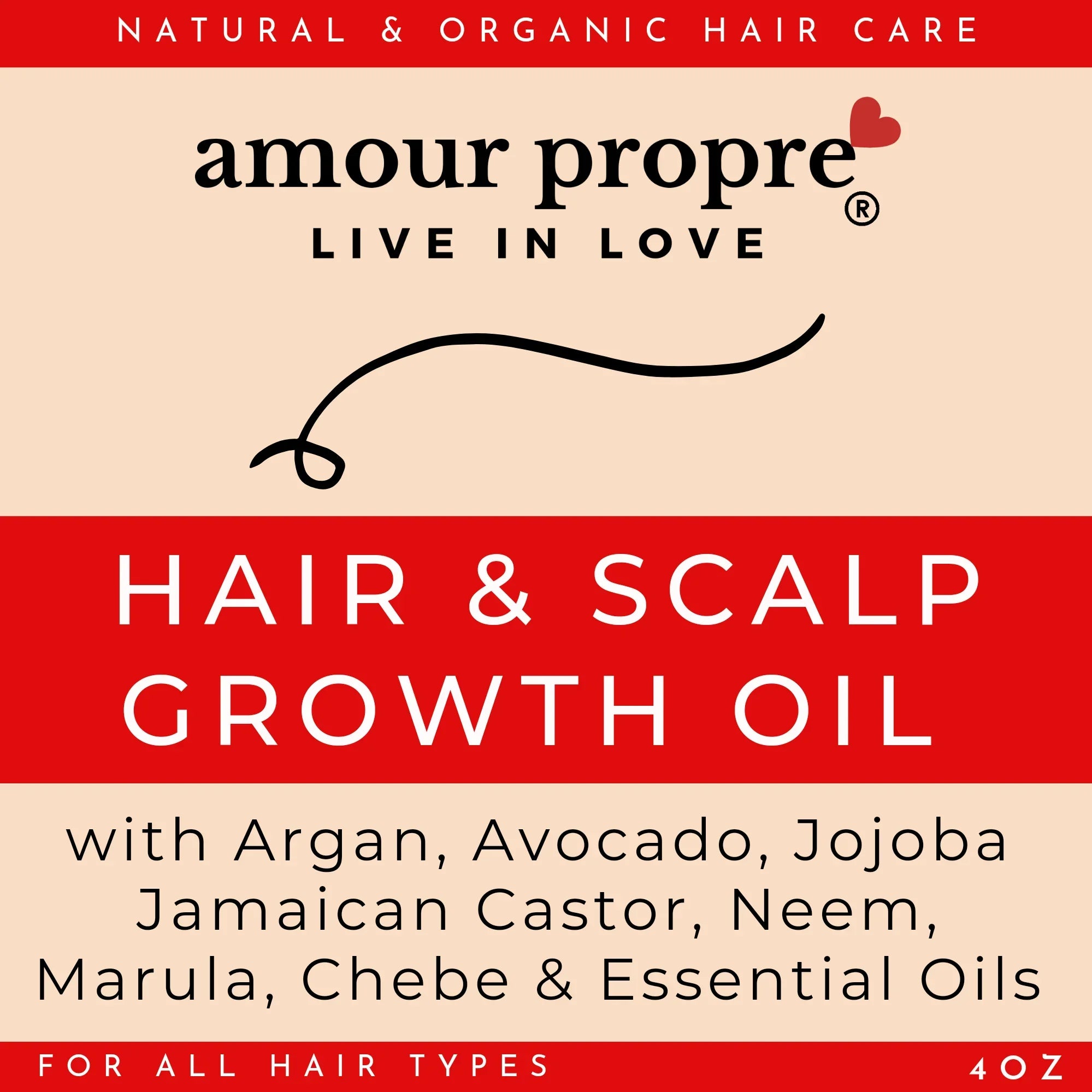 Amour Propre® Organic Chebe Hair Growth Oil with Avocado and Argan Oils