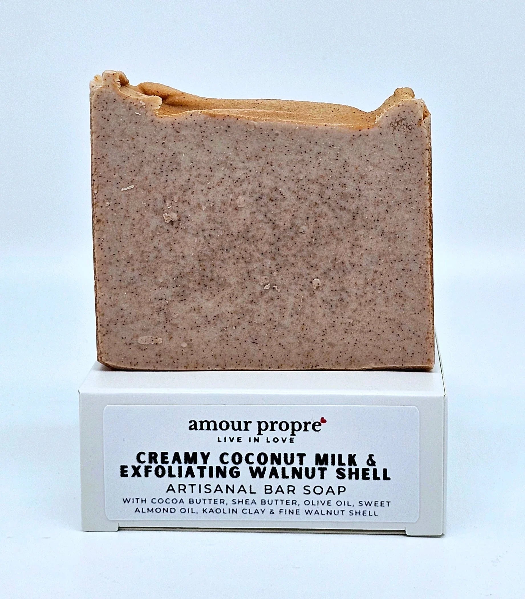 Amour Propre® Creamy Coconut Milk & Exfoliating Walnut Shell Artisanal Bar Soap