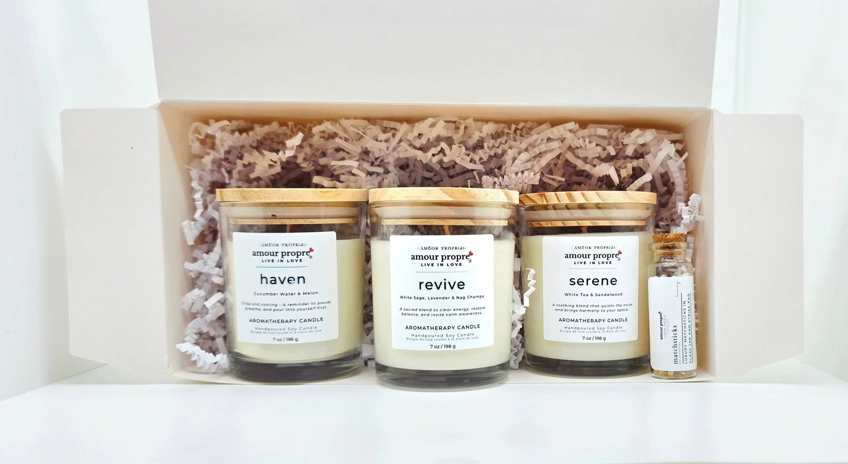 Amour Propre® Amour Propre Aromatherapy Collection Trio - Serene, Haven, Revive Soy Candles