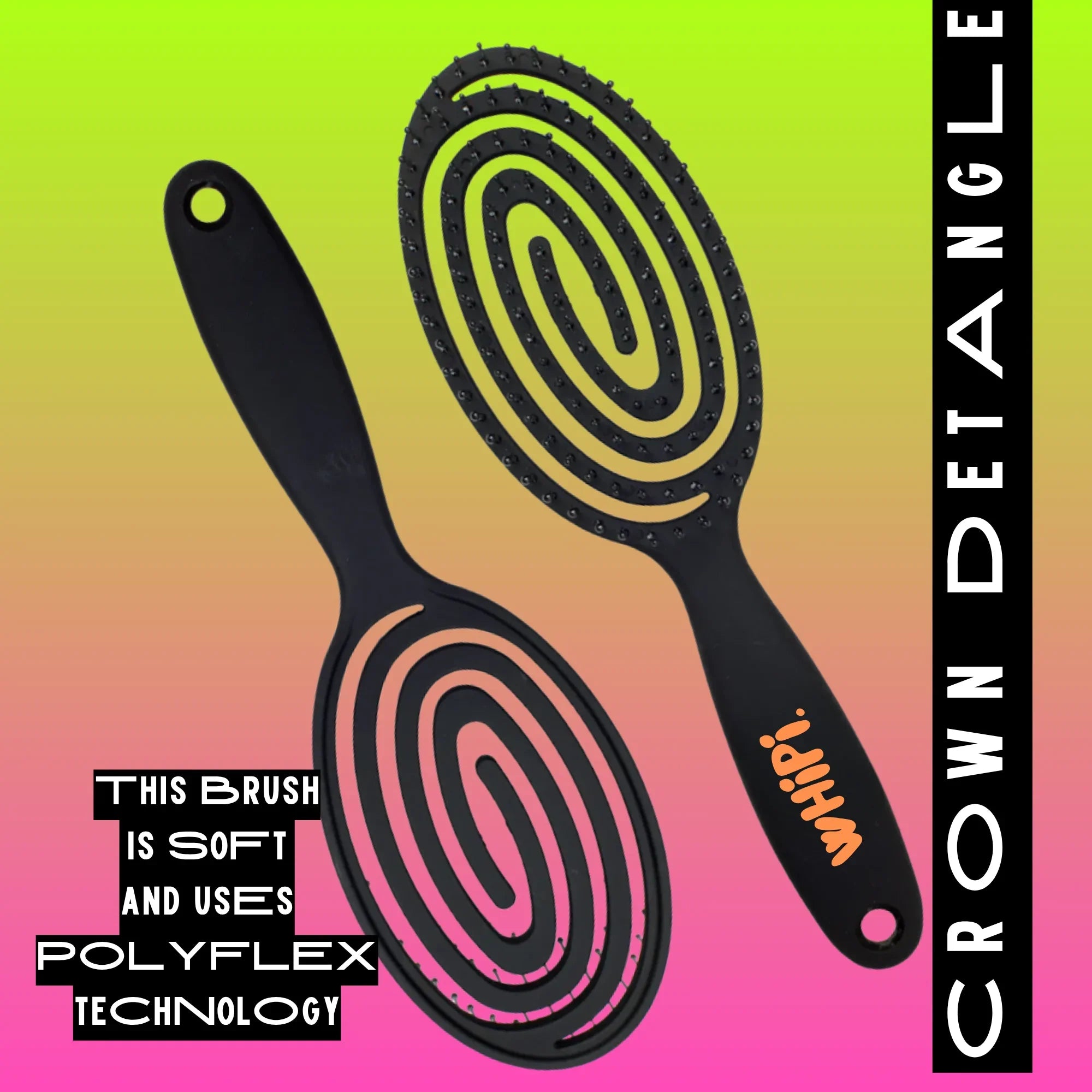 Whipi Co Detangle- Crown Detangle Brush  Black