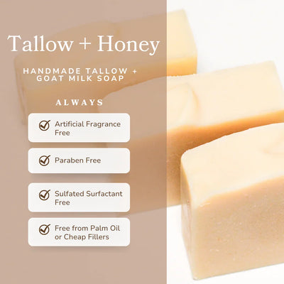 Pretty farm girl Pure Tallow + Honey Fragrance Free Handmade Tallow and Goat Milk Soap Bar - Image 3