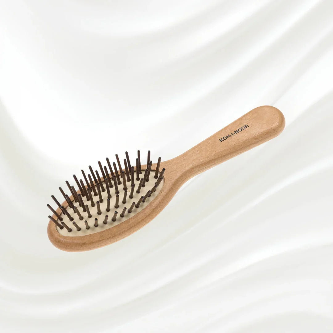 KOH-I-NOOR Legno Alder Wood Brush - Wood Pins for Anti-Static, Frizz-Free Hair