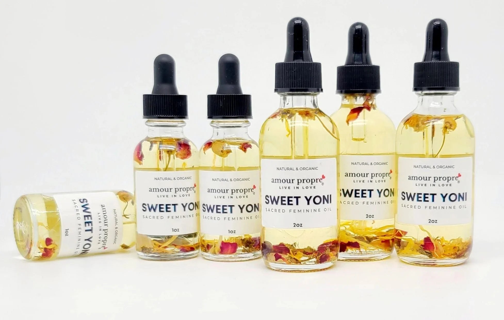 Amour Propre® Sweet Yoni: Sacred Feminine Oil | 1oz, 2 oz | Natural Vaginal Lubricant | Amethyst and Quartz Crystal Infused