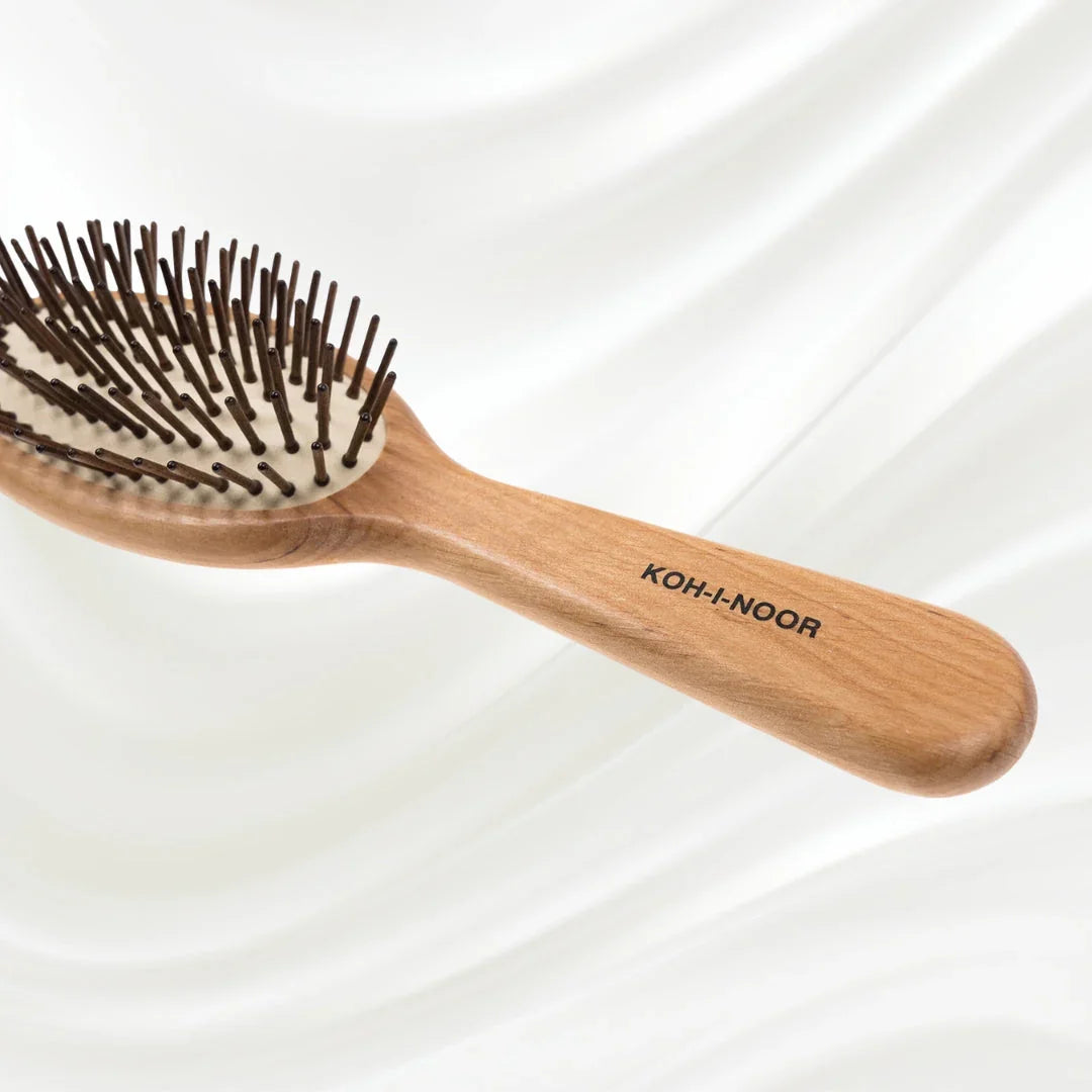 KOH-I-NOOR Legno Alder Wood Brush - Wood Pins for Anti-Static, Frizz-Free Hair