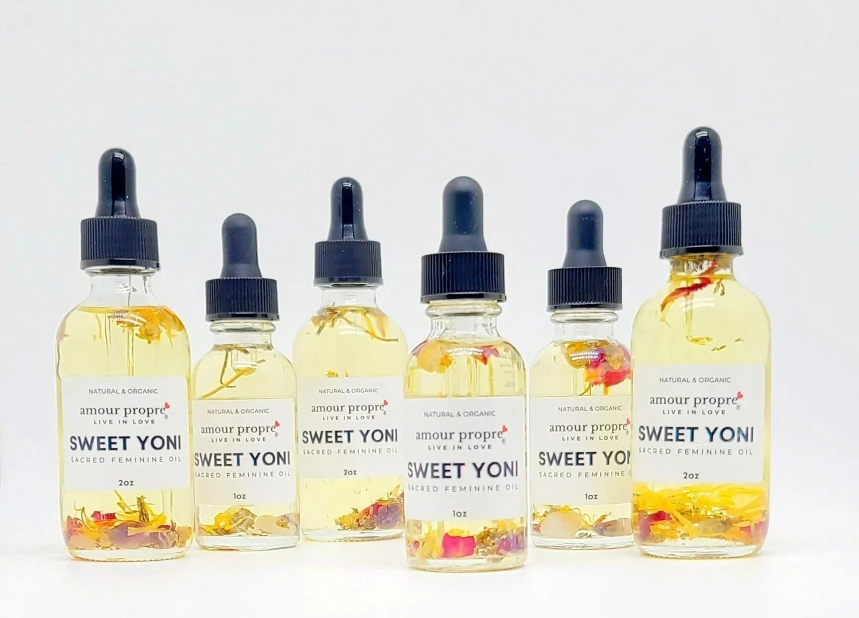 Amour Propre® Sweet Yoni: Sacred Feminine Oil | 1oz, 2 oz | Natural Vaginal Lubricant | Amethyst and Quartz Crystal Infused