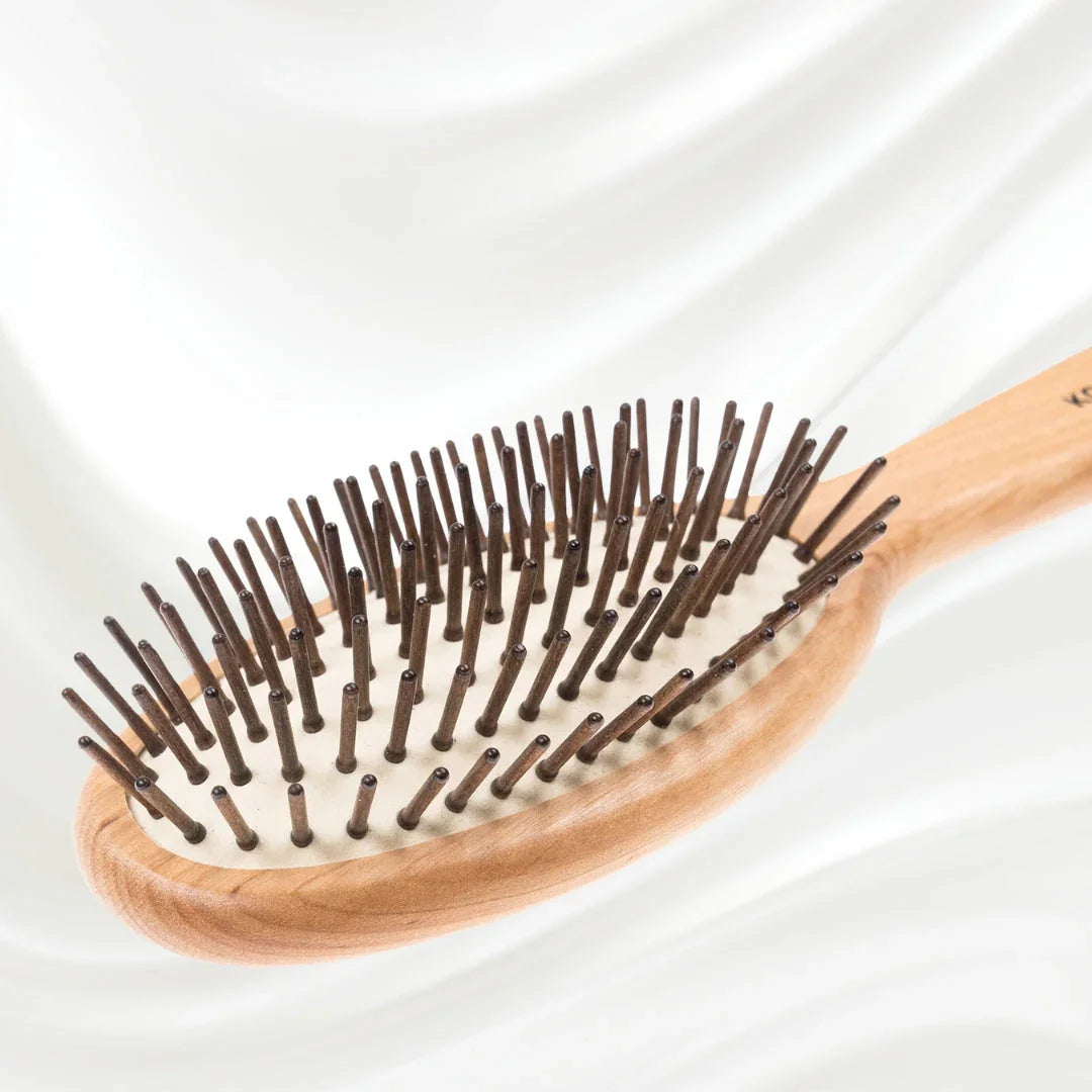 KOH-I-NOOR Legno Alder Wood Brush - Wood Pins for Anti-Static, Frizz-Free Hair
