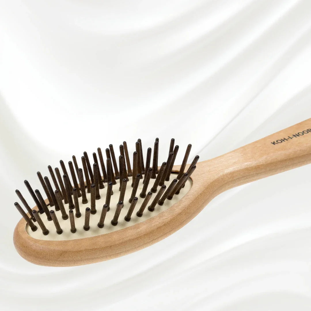 KOH-I-NOOR Legno Alder Wood Brush - Wood Pins for Anti-Static, Frizz-Free Hair
