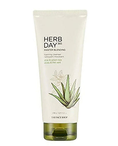 The Face Shop Herb Day 365 Master Blending Cleansing Foam Aloe & Green Tea Facial Cleanser - Image 3