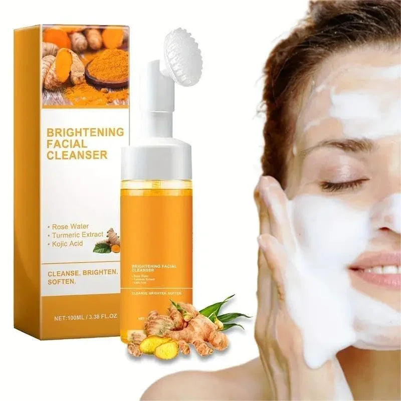 MIAOFUTONG Turmeric and Kojic Acid Brightening Facial Cleanser with Soap Set