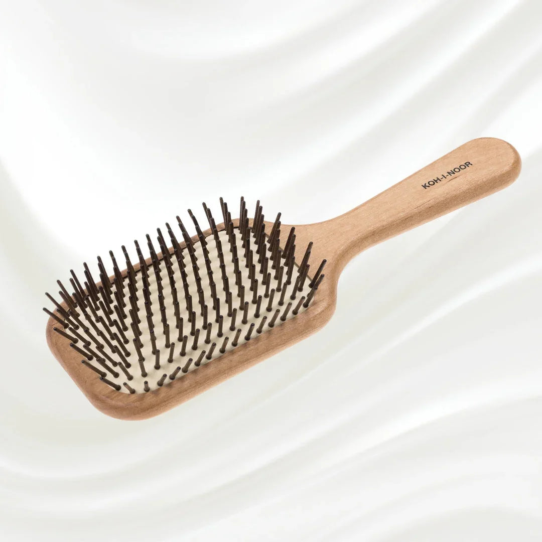 KOH-I-NOOR Legno Alder Wood Paddle Brush for Long Hair & Extensions