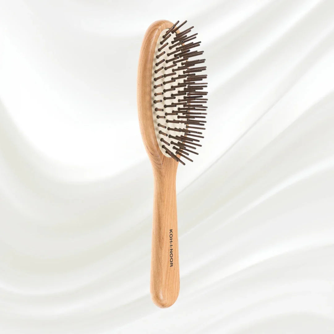 KOH-I-NOOR Legno Alder Wood Brush - Wood Pins for Anti-Static, Frizz-Free Hair