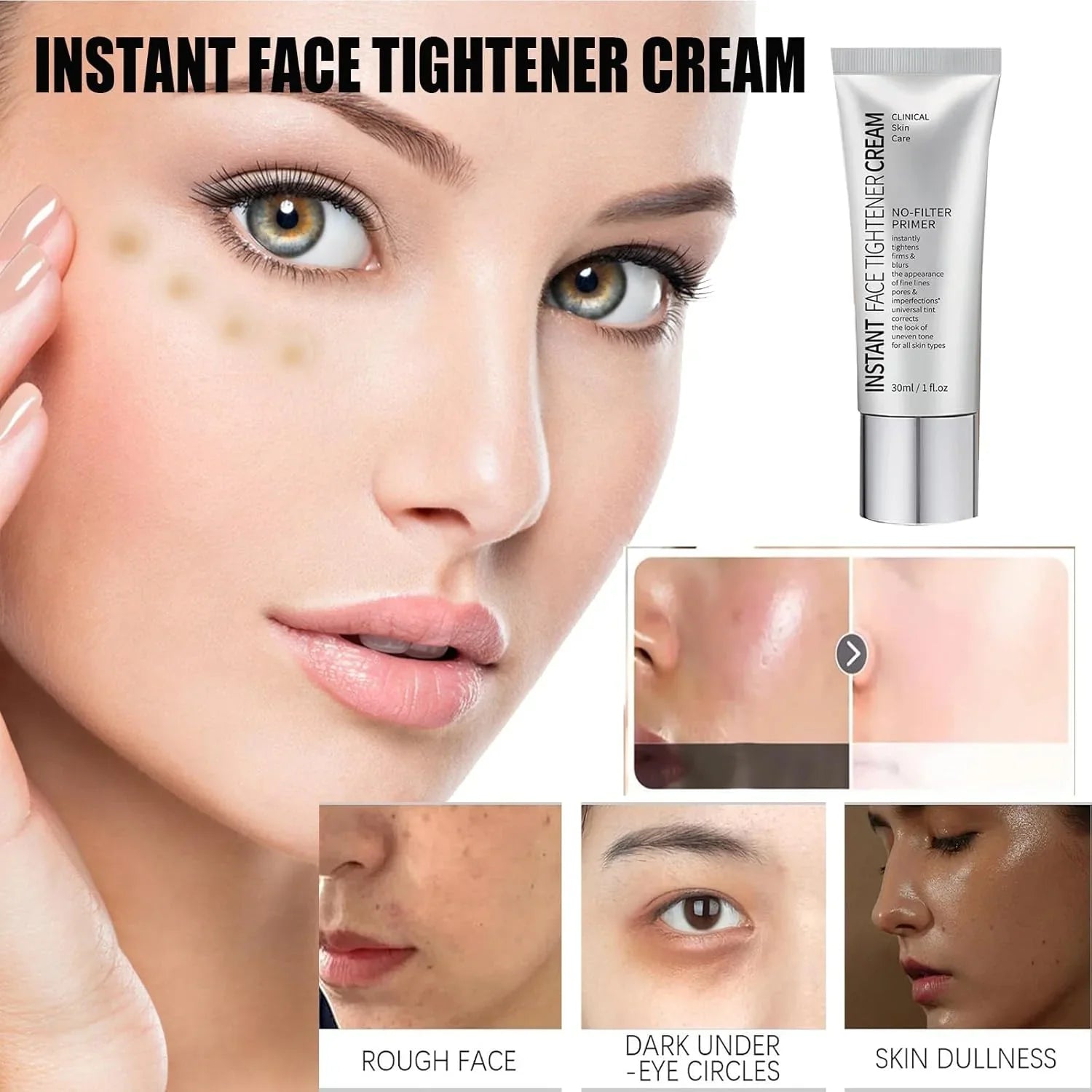 Instant Face Tightener Cream - Face Tightener No-Filter Primer, Instant Face Tightener Primer,Skin Tightener Face Primer for Makeup (2PCS)