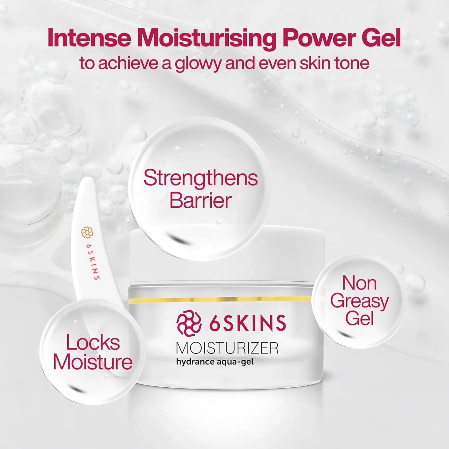 6SKINS® Face Moisturizer with Niacinamide & Ceramides - Korean Skin Care Facial Moisturizer for Skin Barrier Support & Pore Minimizer - Oil-Free Hydrating Face Gel for All Skin Types - 1.7Oz