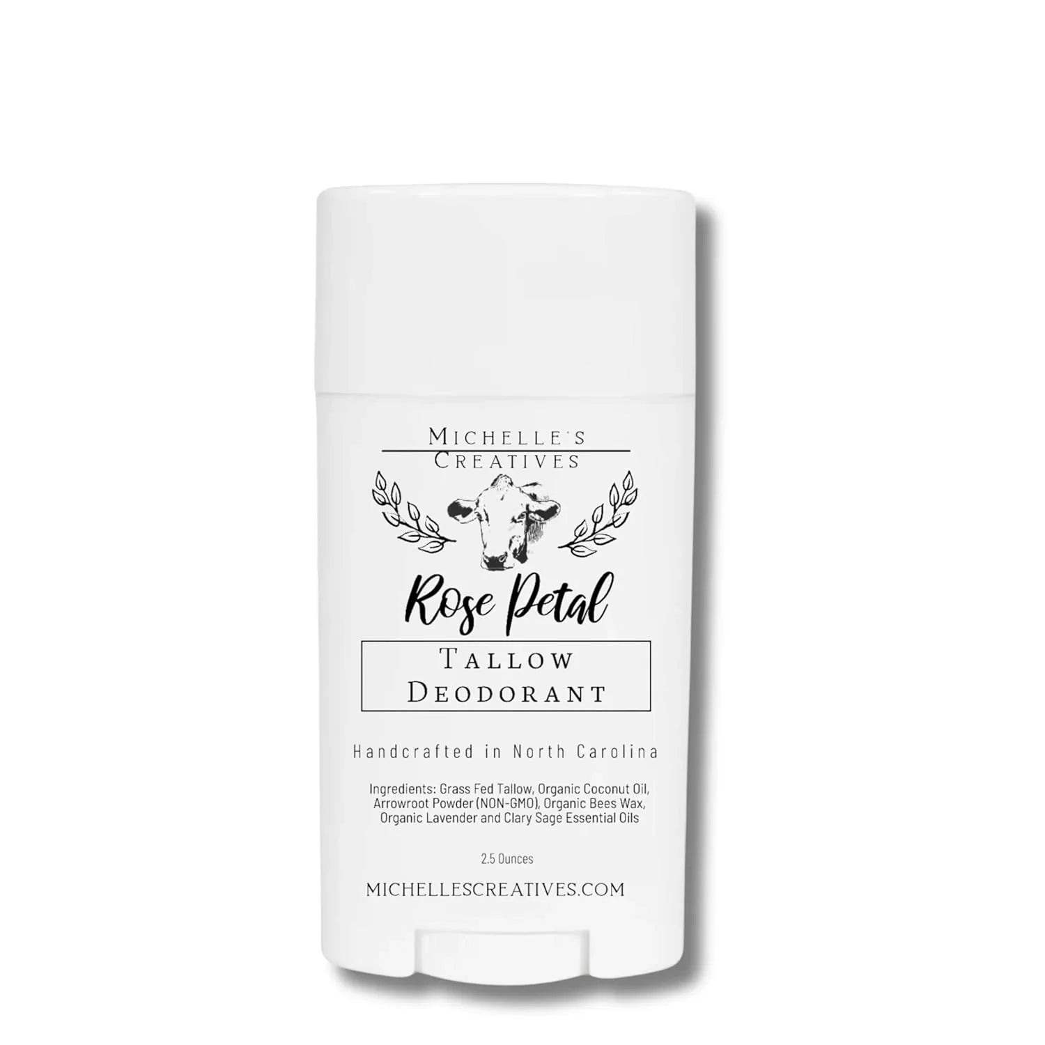 Michelle's Creatives Handmade Tallow Based Deodorant Stick - Handmade with Love and Made with Natural Ingredients - Rose Pearl Deodorant - Natural Deodorant Made with Grass Fed Tallow Organic