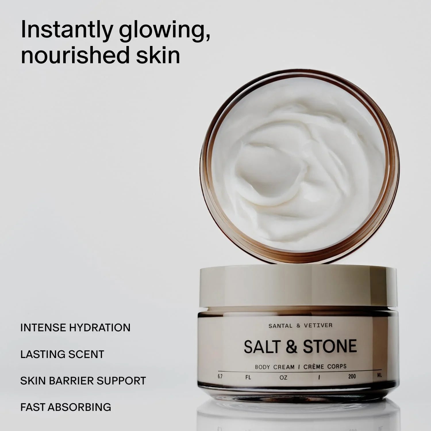 Salt & Stone Body Cream – Santal & Vetiver with Seaweed Extracts, Spirulina & Squalane (6.7 fl oz)