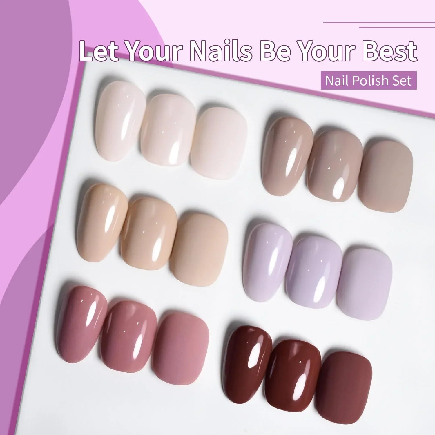 OpenLive 10ml Nude Pink Nail Polish Set 6 Colors Brown Red Purple