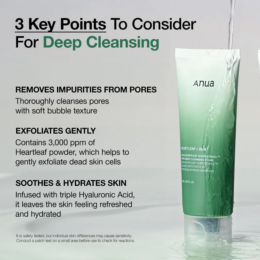ANUA Heartleaf Quercetinol Pore Deep Cleansing Foam Facial Cleanser