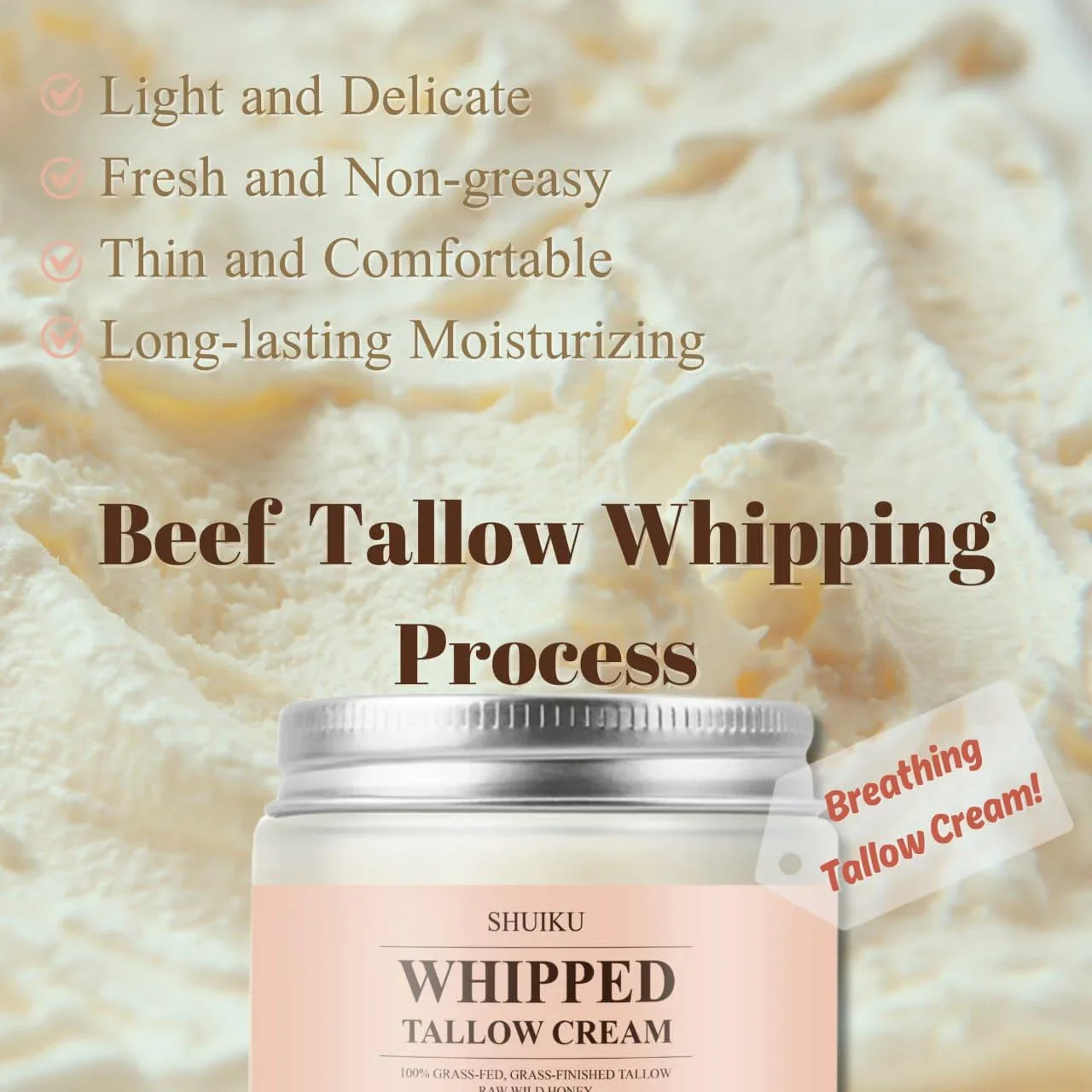 SHUIKU Beef Tallow for Skin with Honey Balm Moisturizer