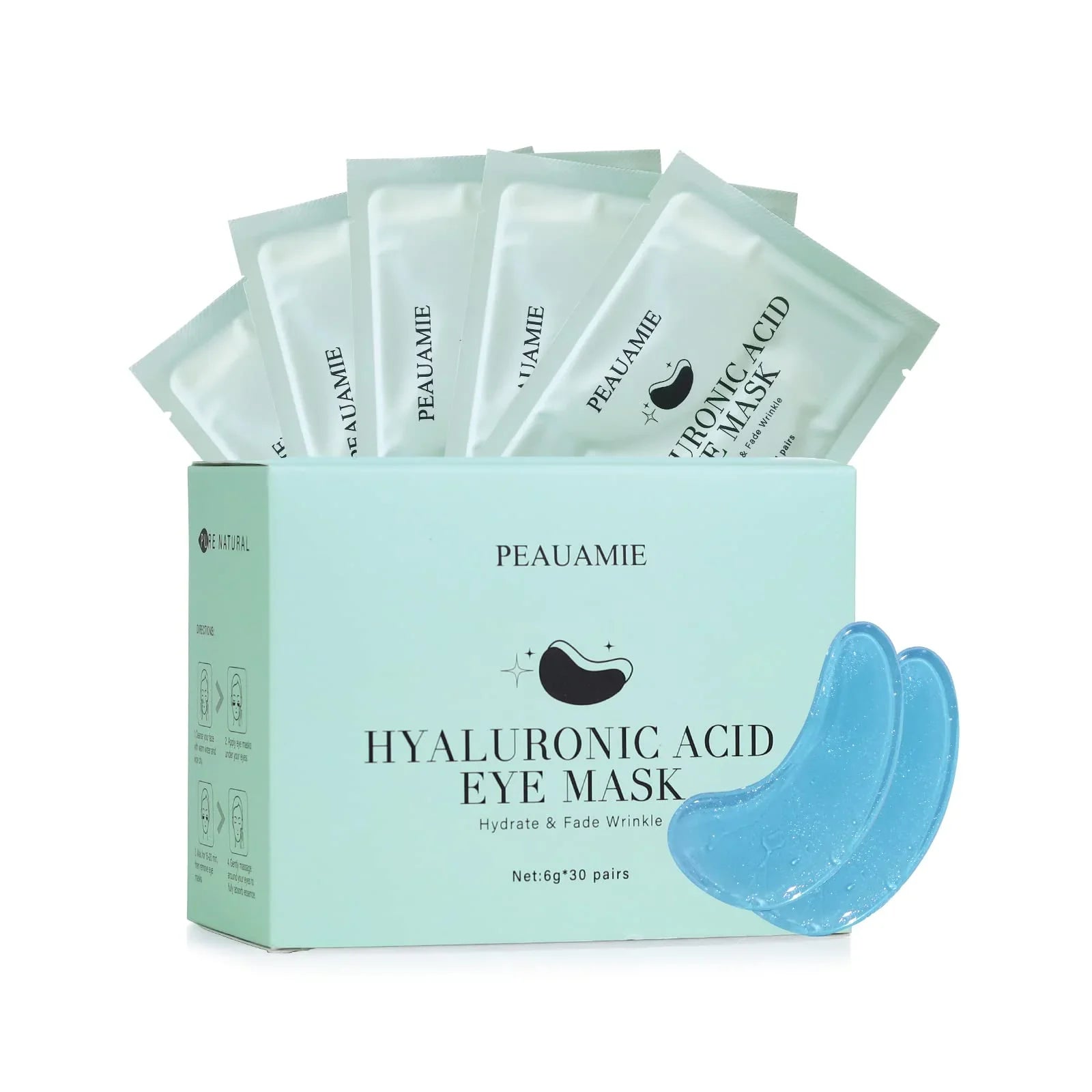 PEAUAMIE Under Eye Patches Hyaluronic Acid Eye Mask 30 Pairs