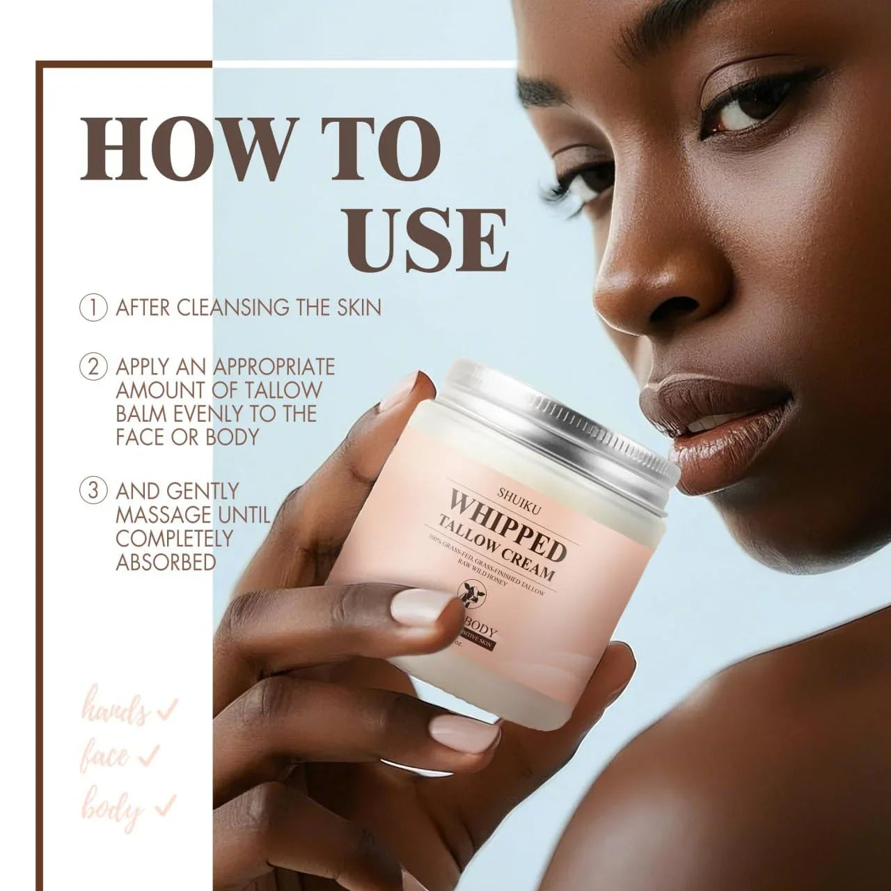 SHUIKU Beef Tallow for Skin with Honey Balm Moisturizer