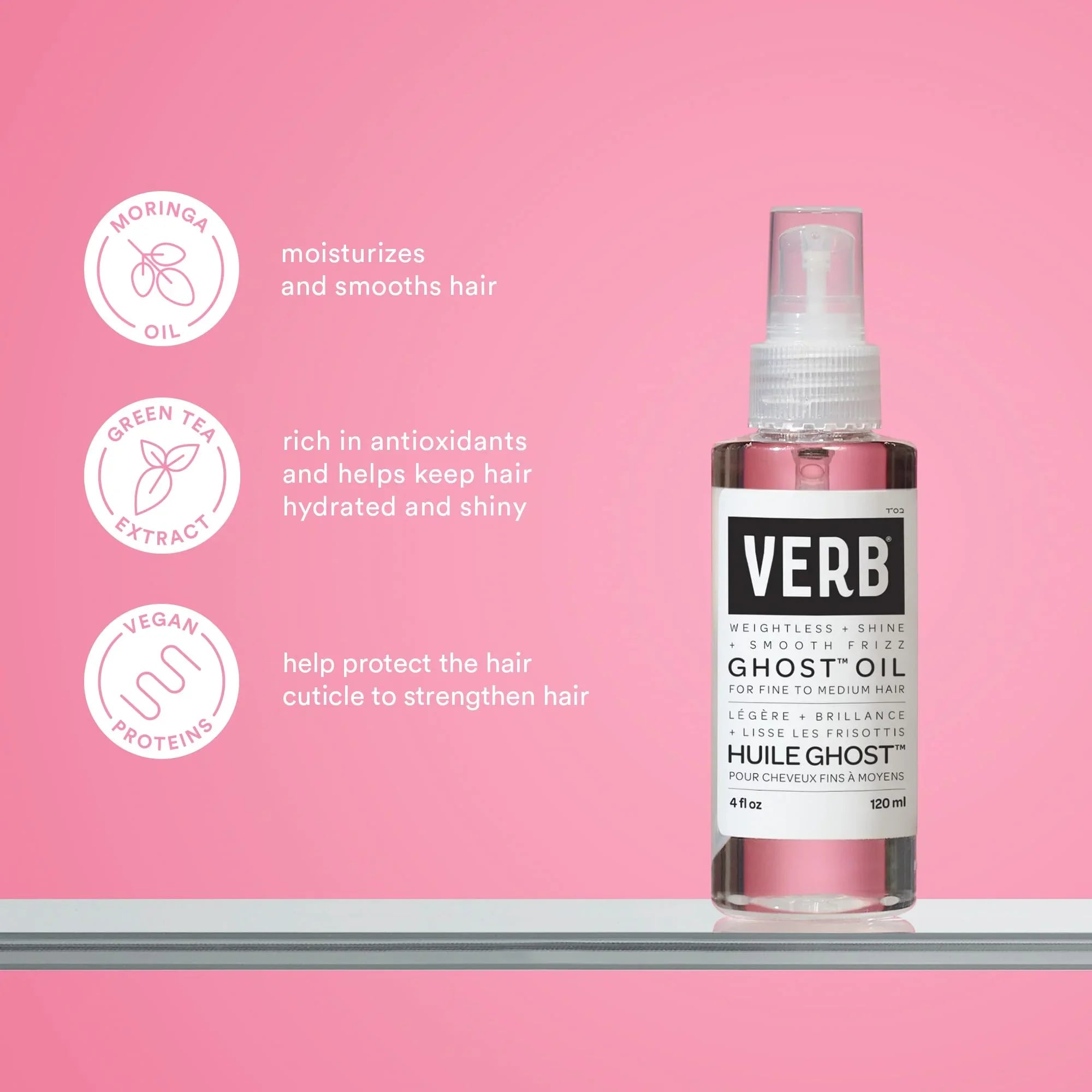 VERB Ghost Hair Oil, 4 fl oz- Weightless Hair Oil for Fine to Medium Hair