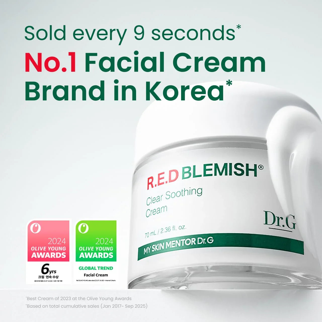 Dr.G R.E.D. Blemish Clear Soothing Cream - Calming Korean Moisturizer for Redness