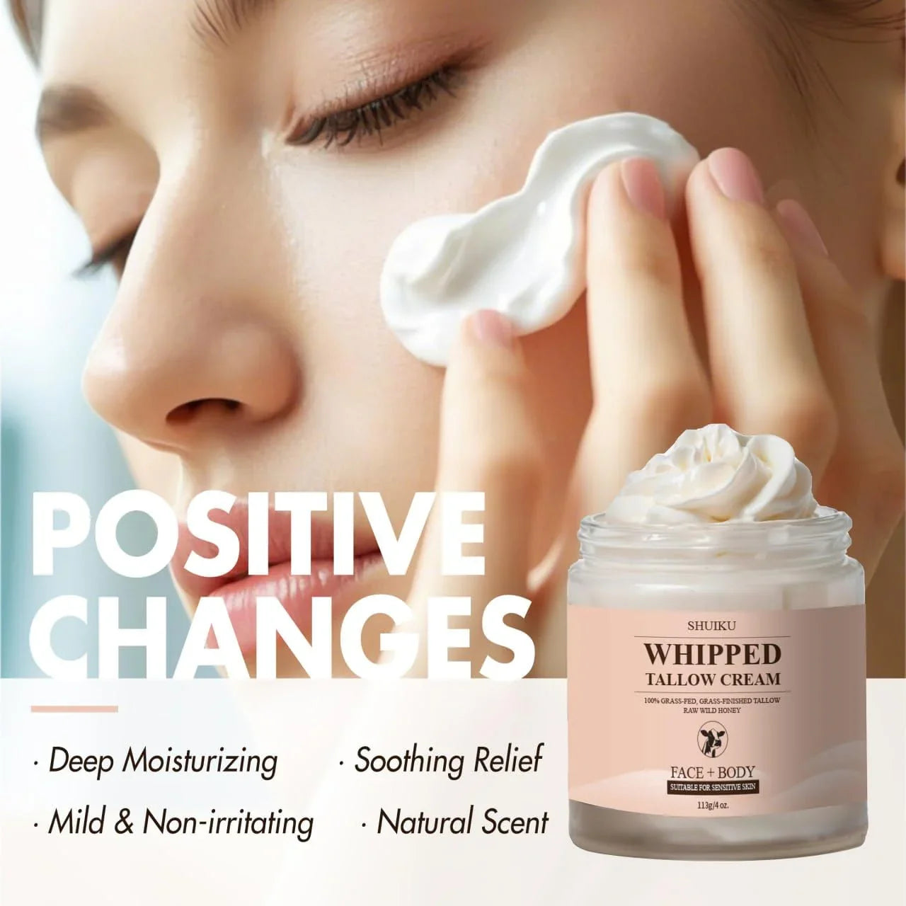 SHUIKU Beef Tallow for Skin with Honey Balm Moisturizer