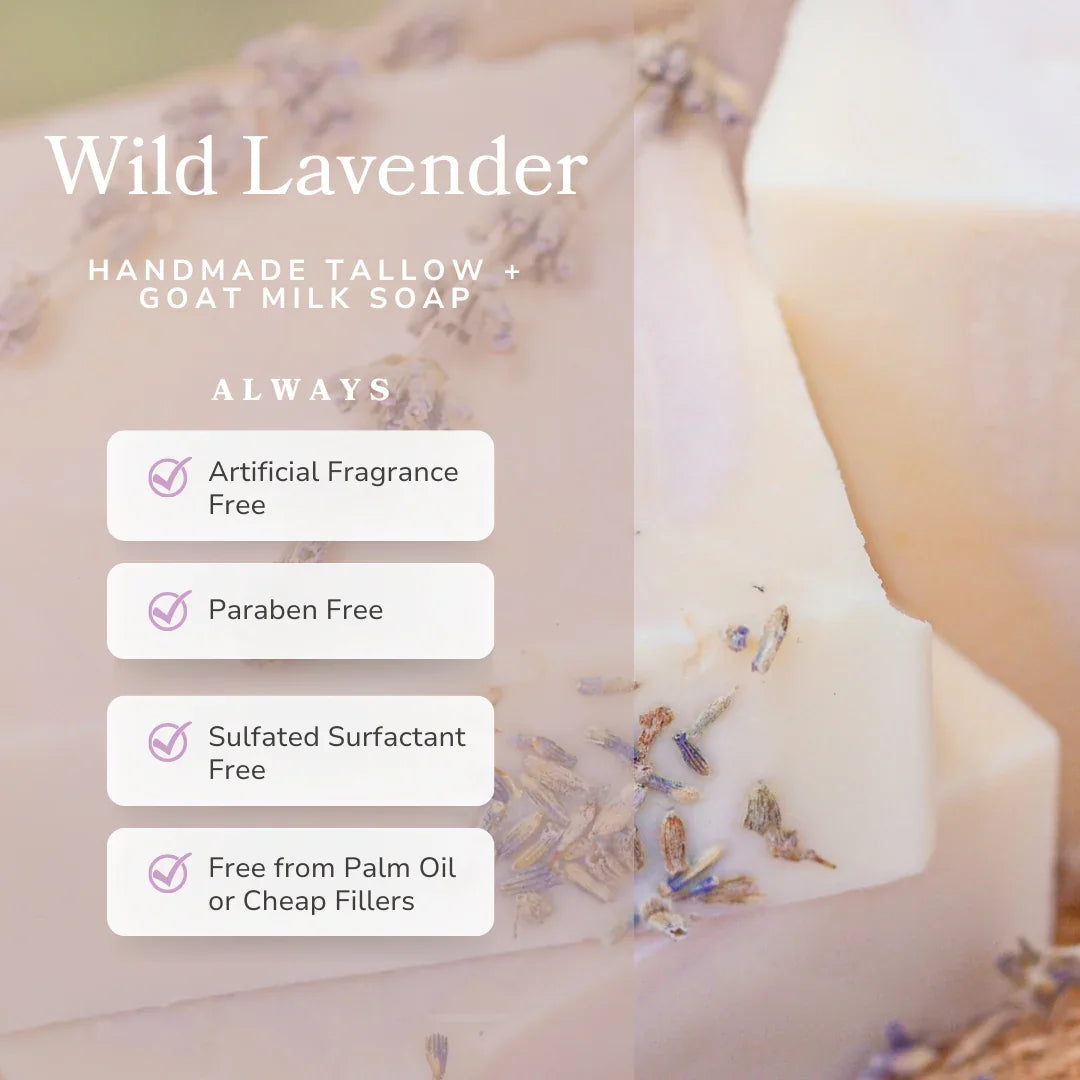 Pretty farm girl Wild Lavender Handmade Tallow and Goat Milk Soap Bar