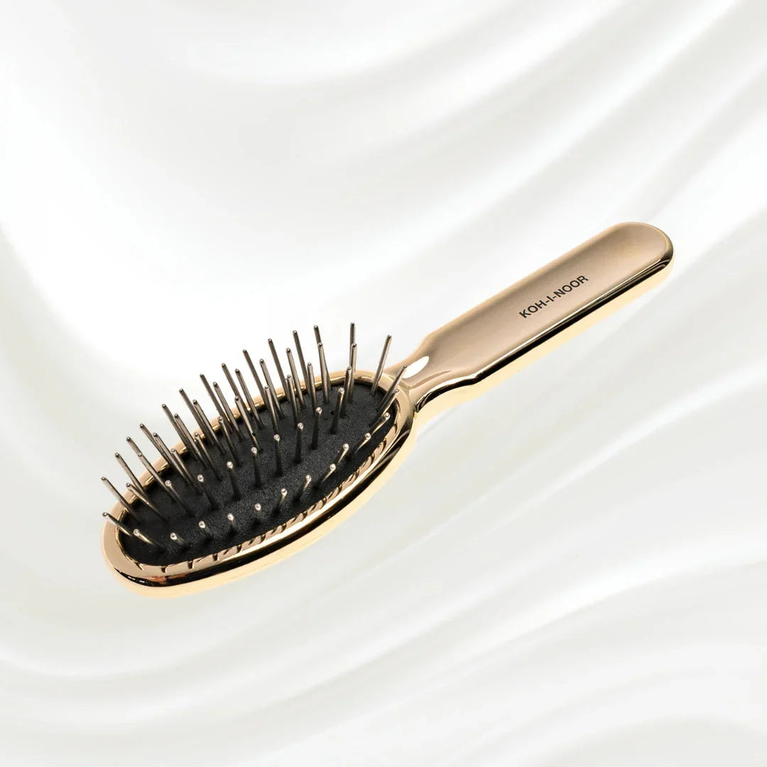 KOH-I-NOOR Metallic Metal Pin Hair Brush - Pneumatic Cushion for Thick & Wavy Hair