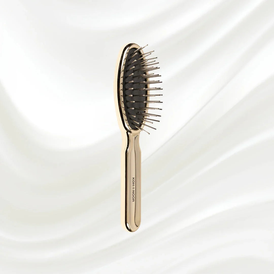 KOH-I-NOOR Metallic Metal Pin Hair Brush - Pneumatic Cushion for Thick & Wavy Hair
