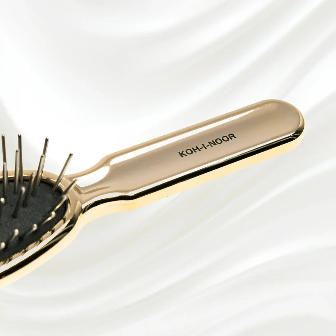 KOH-I-NOOR Metallic Metal Pin Hair Brush - Pneumatic Cushion for Thick & Wavy Hair