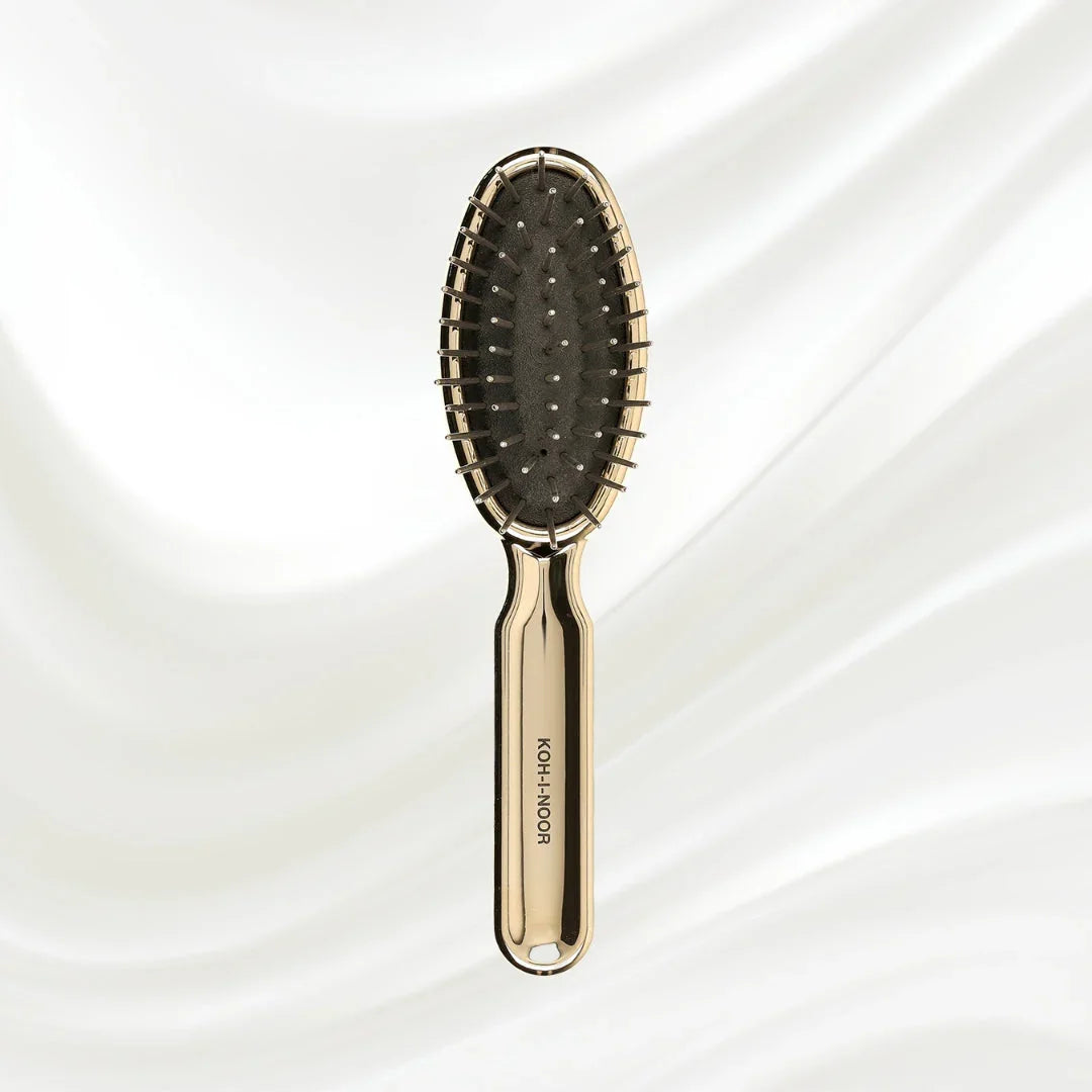 KOH-I-NOOR Metallic Metal Pin Hair Brush - Pneumatic Cushion for Thick & Wavy Hair
