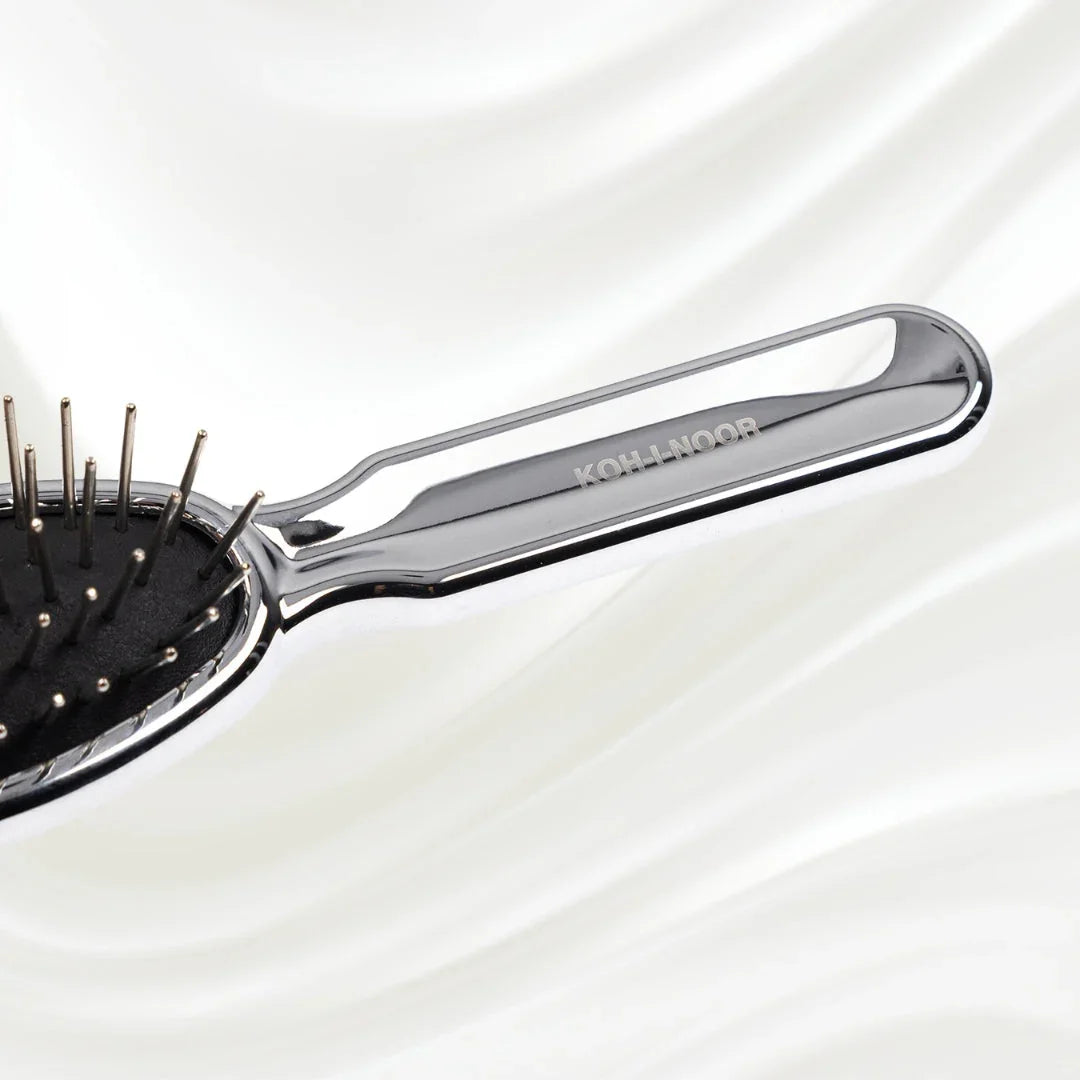 KOH-I-NOOR Metallic Metal Pin Hair Brush - Pneumatic Cushion for Thick & Wavy Hair