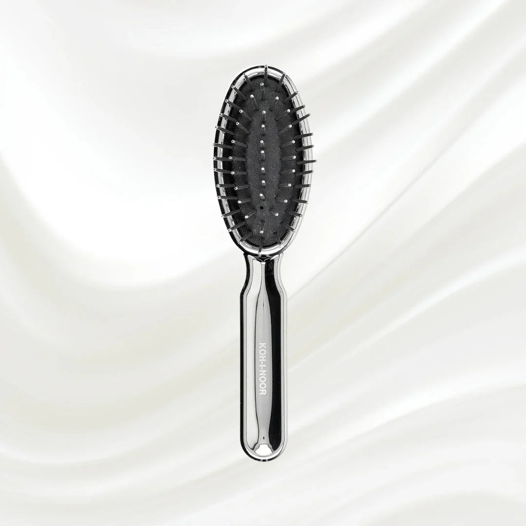 KOH-I-NOOR Metallic Metal Pin Hair Brush - Pneumatic Cushion for Thick & Wavy Hair