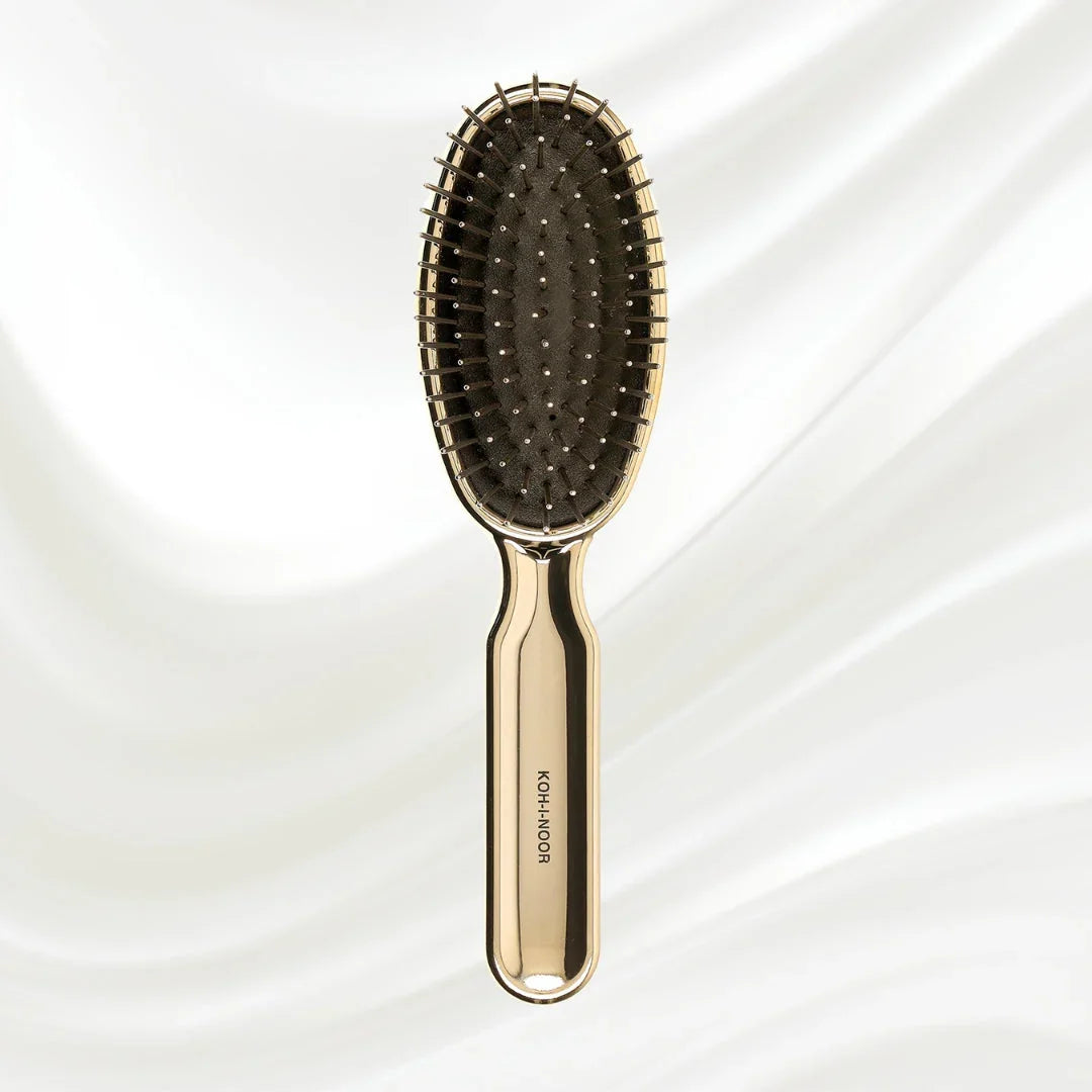KOH-I-NOOR Metallic Metal Pin Hair Brush - Pneumatic Cushion for Thick & Wavy Hair