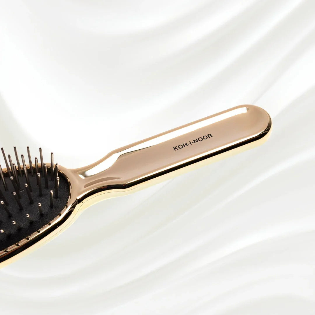 KOH-I-NOOR Metallic Metal Pin Hair Brush - Pneumatic Cushion for Thick & Wavy Hair