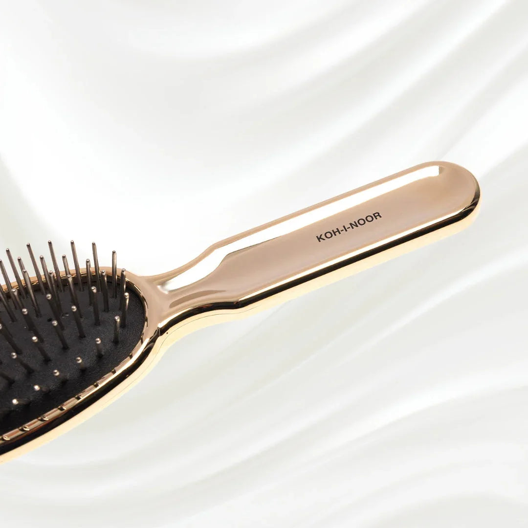KOH-I-NOOR Metallic Metal Pin Hair Brush - Pneumatic Cushion for Thick & Wavy Hair