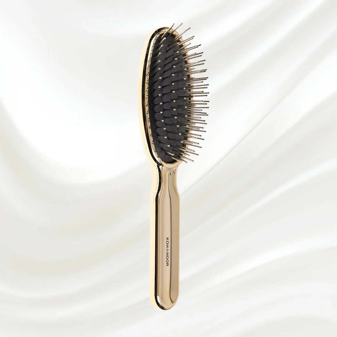 KOH-I-NOOR Metallic Metal Pin Hair Brush - Pneumatic Cushion for Thick & Wavy Hair