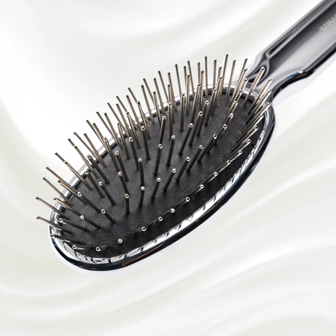KOH-I-NOOR Metallic Metal Pin Hair Brush - Pneumatic Cushion for Thick & Wavy Hair